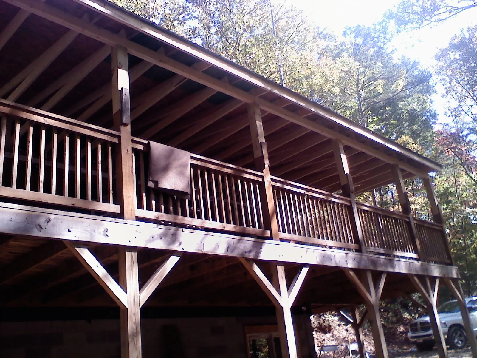 Timber framing under a new elevated porch and deck in Wapato