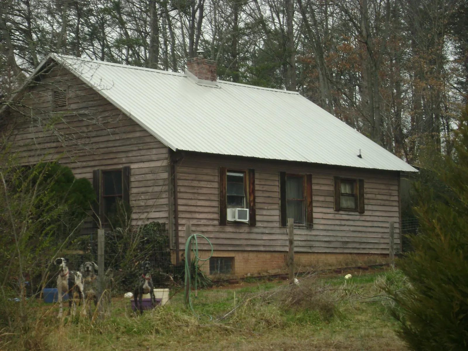 White metal roof on an old wood sided farmhouse, from a Metal Roof Installation job in Wapato
